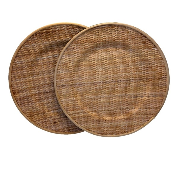 Veranda Pair of Bamboo Charger Platter Natural - Picture 1 of 8